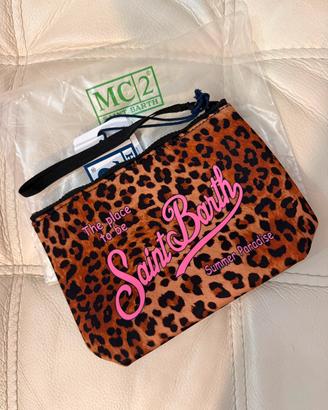 pochette leopardata logo rosa MC2 Saint Barth nuov