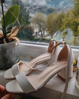 Sandali Bianchi Con Tacco