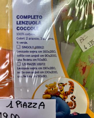 Lenzuola e federe e copripiumino  disney 1 piazza