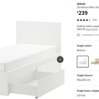 Letto MALM (IKEA) con 2 contentori