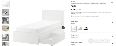 Letto MALM (IKEA) con 2 contentori