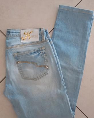 Jeans Kocca slim fit 27 con strass lunghezza 7/8