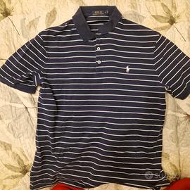 Polo Ralph Lauren blu scuro a righe bianche