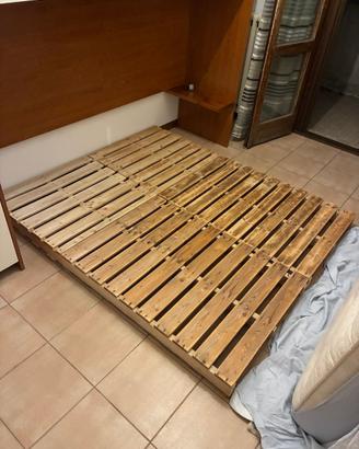 Base letto matrimoniale bassa in legno