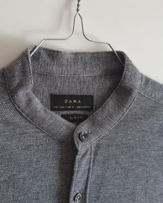 Camicia Zara cotone grigio slim fit S