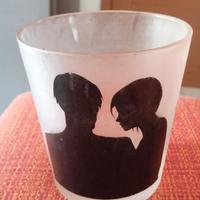 bicchiere vintage in vetro satinato