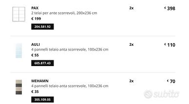 Ante scorrevoli pax ikea