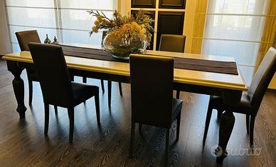 TAVOLO IN LEGNO MASSELLO 245x120cm con 6 sedie!