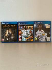 Bundle 3 Giochi PS4 – GTA 5 + FIFA 18 + Deus Ex