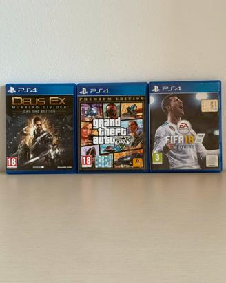 Bundle 3 Giochi PS4 – GTA 5 + FIFA 18 + Deus Ex