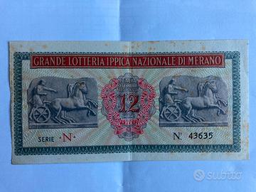 Biglietto Lotteria Ippica Nazionale di Merano 1939