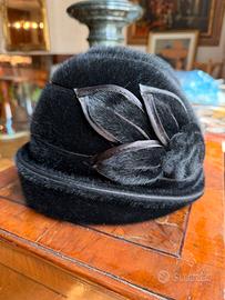 Cappello vintage in vera pelliccia di visone