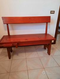 PANCA IN LEGNO MASSELLO COLORE ROSSO STILE RUSTICO