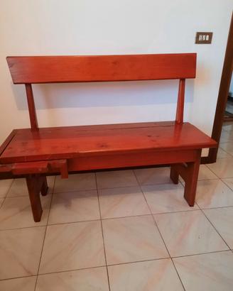 PANCA IN LEGNO MASSELLO COLORE ROSSO STILE RUSTICO
