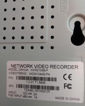 dahua  NVR 4 canali Fondo negozio no alimentatore 