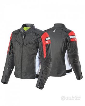 GIACCA TESSUTO MOTO OJ MOOD NERO ROSSO PROTEZIONI 