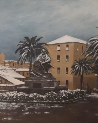 Quadro"Neve a Imperia"-  Olio Polimaterico su tela