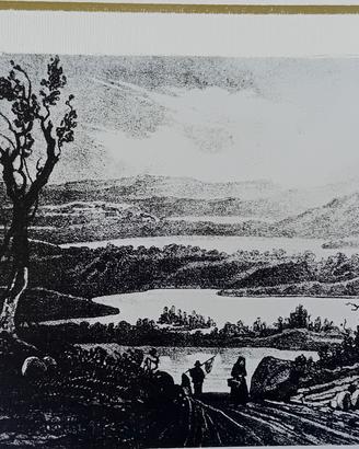 antica stampa  lago di Oggiono  Annone lc rarissim