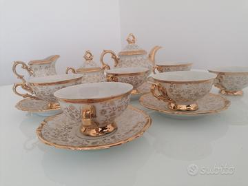Servizio da thè porcellana Bavaria placcato oro 
