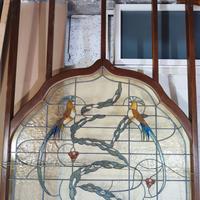 Vetrata artistica a piombo, pannello in legno