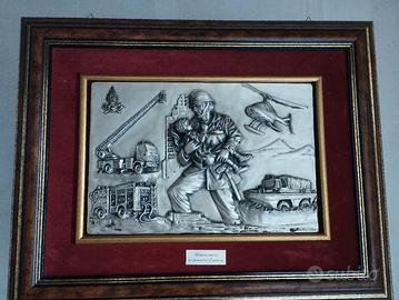 Quadro argento Vigili del Fuoco 