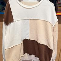 Felpa in pile patchwork beige/marrone 🤎