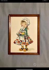 Quadro bambina con pecora, anni ‘60,vintage,olanda