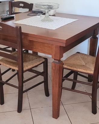 tavolo legno a libro  e 4 sedie