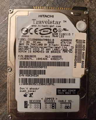 Hard Disk Vintage 2.5" Hitachi Travelstar 80GB