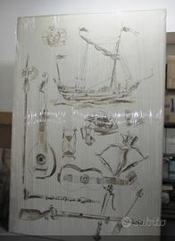 Pannello dipinto grisaille quadro giulio da milano