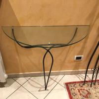 Tavolino mezzaluna in cristallo