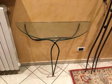 Tavolino mezzaluna in cristallo