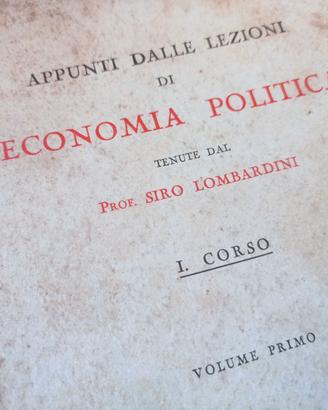 ECONOMIA POLITICA - SENATORE SIRO LOMBARDINI