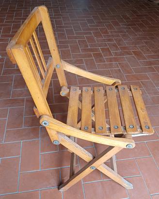 Seggiolina da bimbo in legno pieghevole vintage