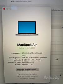 Macbook air 2020 256 gb