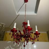 Lampadario in vetro rosso