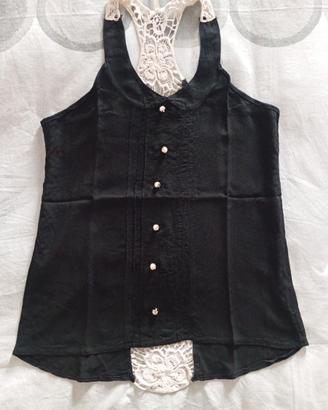 Camicetta Itzel in pizzo nero, taglia M