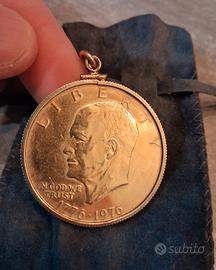 Medaglia commemorativa da 1 dollaro. Placcata oro