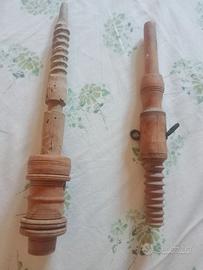 Coppia Componenti Antichi per Filatoio in Legno –