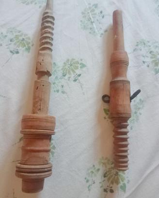 Coppia Componenti Antichi per Filatoio in Legno –
