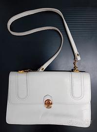 Borsa a tracolla in pelle bianca vintage