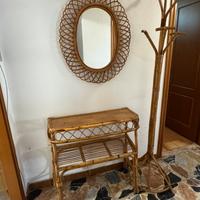 Set ingresso in bambù e midollino - anni 70