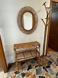 Set ingresso in bambù e midollino - anni 70