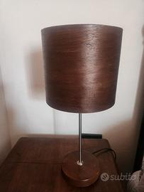 coppia 2 abajour marroni base legno