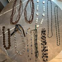 Collane di varie lunghezze, colori e materiali