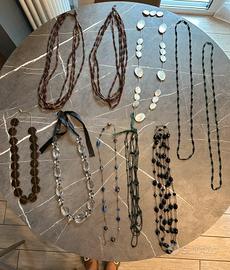 Collane di varie lunghezze, colori e materiali