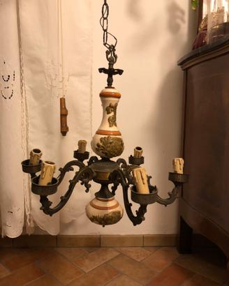 Lampadario anni '50 in ceramica di Bassano