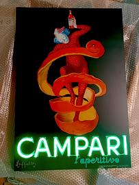 Poster vintage Campari con illuminazione neon