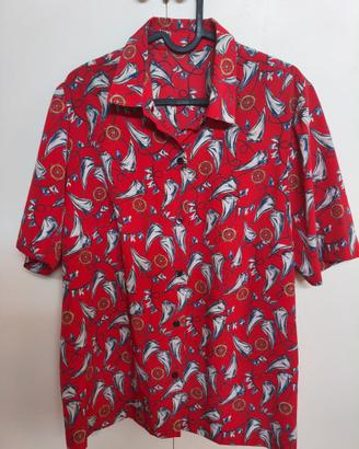 Camicia rossa fantasia vele/nautica