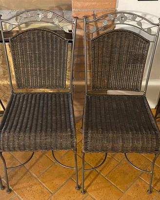 Set di n 4 sedie in ferro e rattan